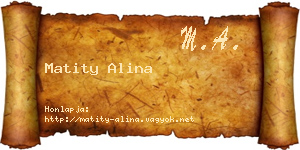 Matity Alina névjegykártya